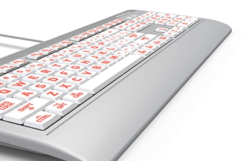 Azio Vision Mac USB-C Keyboard, Backlit/Large Print, 3 Interchange Backlight Colors, Blue/Red/Purple (KB540) - Image 5